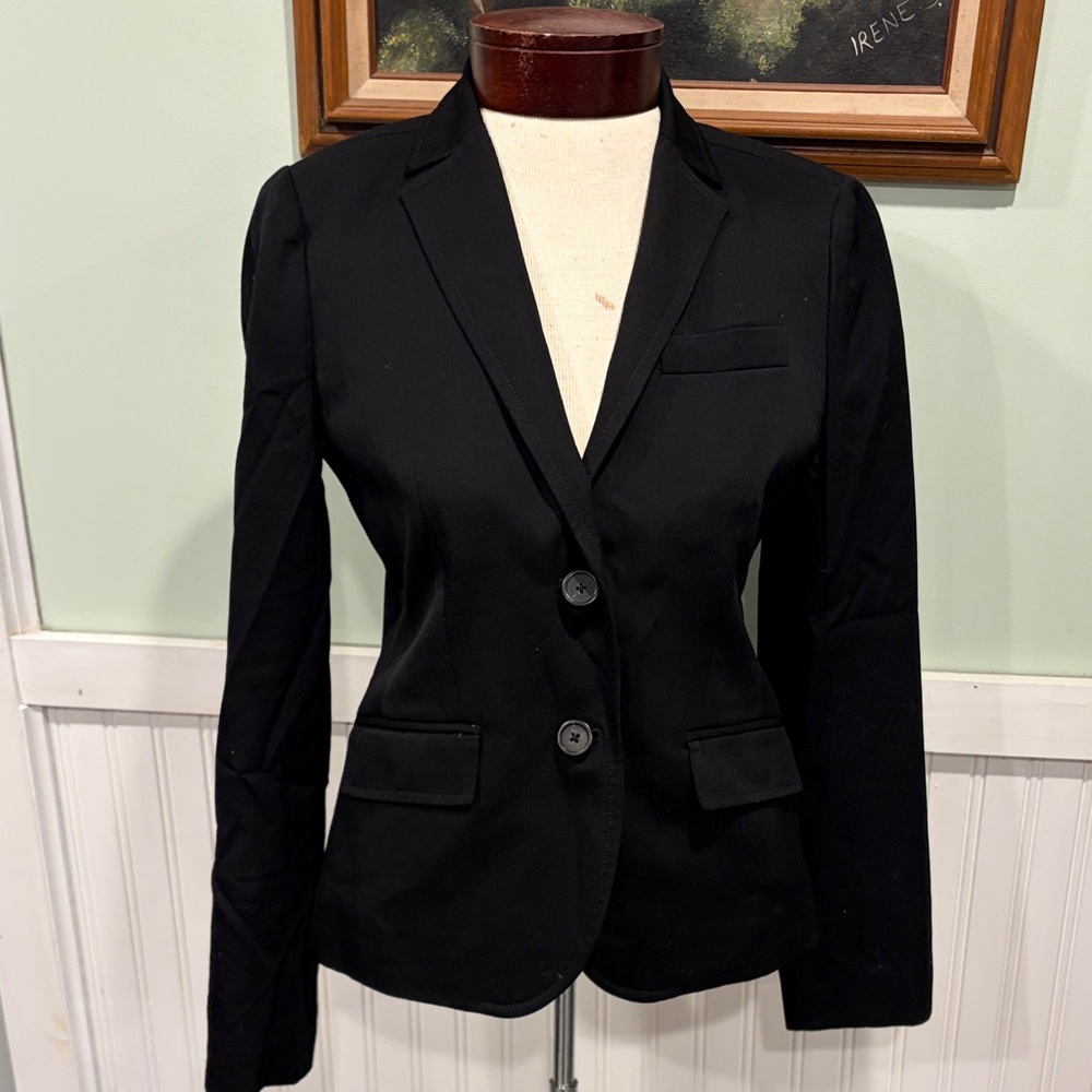 J. Crew Women's Black Super 120's 100% Wool Blazer Jacket 2 Button Size 4